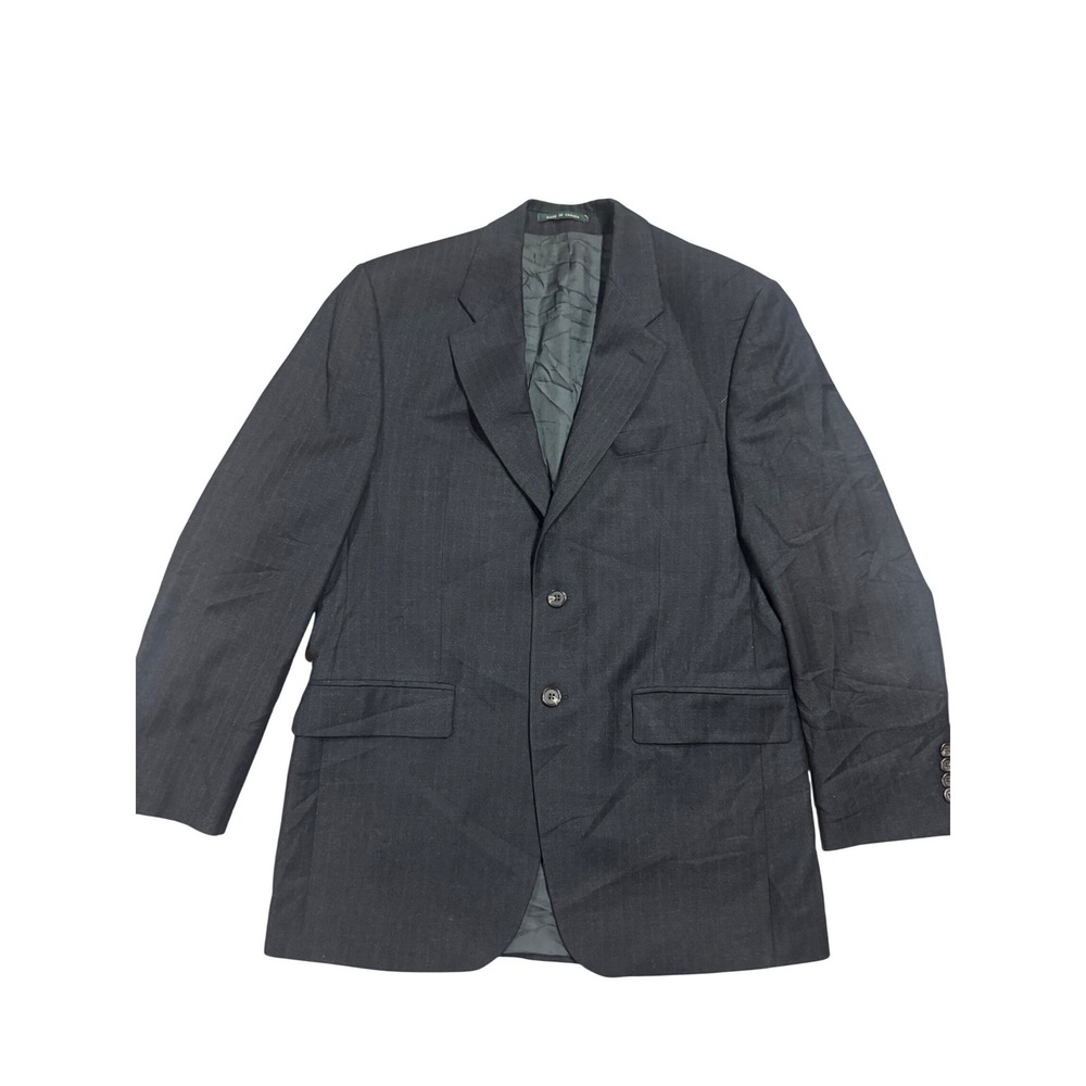 Lauren Ralph Lauren‎ Mens Pinstripe Blazer Jacket Grey Made in Canada 2-Button